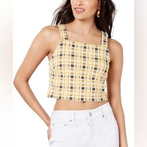 ➰Bershka Yellow Checked Plaid Y2K Crop Top➰